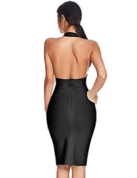 Meilun - Vestido de noche para mujer, cuello alto en V, vestido de fiesta