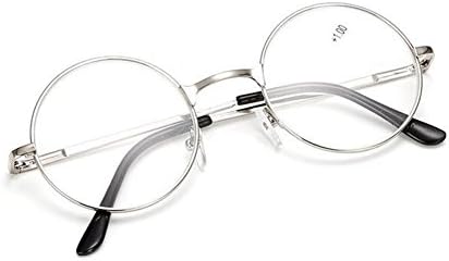 Haodasi Retro Men Women Round Reading Glasses Metal Frame Reader strength:+1.0 to +4.0