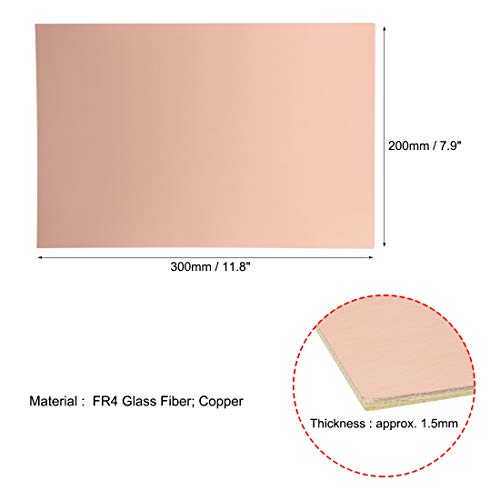 uxcell 3pcs 300x200mm Single-Sided Copper Clad Laminate PCB Circuit Board FR4 1.5mm Thickness DIY Prototyping PCB Board