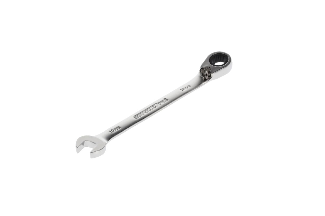 GEDORE red Combination ratchet spanner, Reversible, AF 10 mm, Angled, Flat, Bi-hex, Spanner, R07200100
