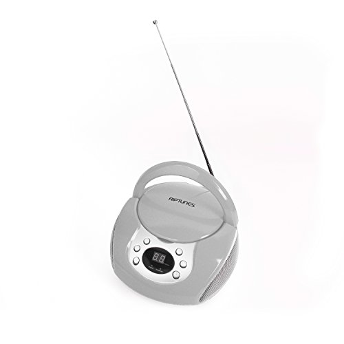 RipTunes CD player Boombox- Portable silver Aux-In CD Boombox, AM/FM Radio For Assured Amusement - Thumbnail 3