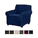 Great Bay Home Velvet Plush Stretch Arm Chair Slipcover. Velvet Chair Furniture Protector, Soft Anti-Slip, High Stretch (Chair, Dark Denim Blue).