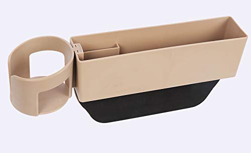 KolorFish Car Seat Gap Filler, Console Side Pocket with Detachable Cup Holder Car Seat Catcher Car Pocket Organizer (Beige) KolorFish Car Seat Gap Filler, Console Side Pocket with Detachable Cup Holder Car Seat Catcher Car Pocket Organizer (Beige)