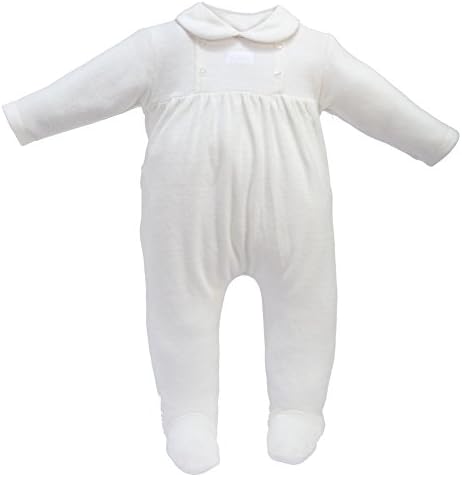 Infant Footie Pajamas 1 pc Baby Button Velour Footed Romper Sleeper 6M Ivory
