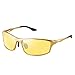 SOXICK Night Driving Polarized Glasses for Men Women Anti Glare Rainy Safe HD Night Vision HOT Fashion Sunglasses(Black Gold Oval Yellow)