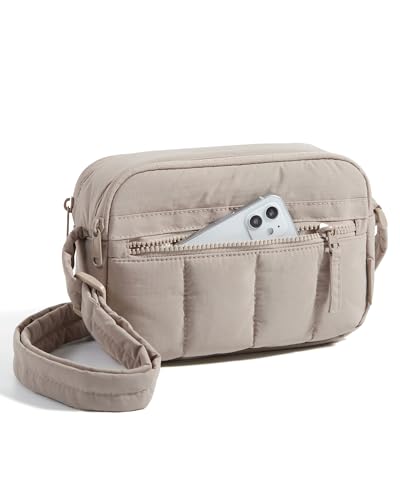 bagsmart Crossbody Bags for Women, 2.4L Anti Theft RFID Blocking Mini Puffy Cross Body Purse Shoulder Handbag for Travel Daily Hiking