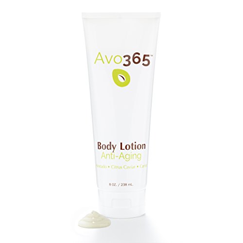 Natural Anti-Aging Body Lotion By Avo365- Best Anti-Oxidant, Nourishing Body Lotion With Cold Pressed Avocado Oil & 23 Plant Extracts, Ceramide 3, Guava, Rosehip, Tetrapeptide & Beta Carotene- 238ml