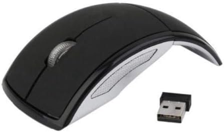 Weddecor 3D Wireless Mouse Bluetooth Foldable 2.4 Ghz 1200 DPI Optical Small USB Stick for Computer, Laptop, PC, Notebook, Ultrabook Work, Black & Silver, 1pc