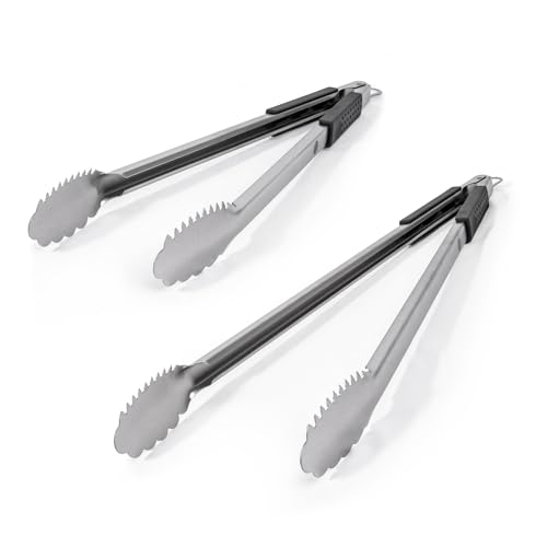Grill Perfect Extra Long 2-Pack of Heavy Duty Tongs for Grilling | Dual Sided Stainless Steel Grill Tongs for Outdoor Grill and Kitchen Cooking | 3-Sided Handle Grip | 20 Inch and 24 Inch