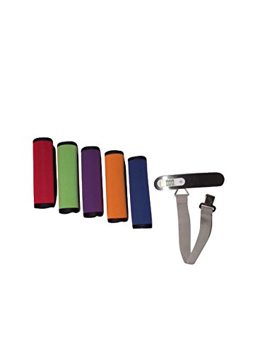 5 Piece Multi-Color Comfort Neoprene Luggage Handle Wrap with Digital Luggage Scale