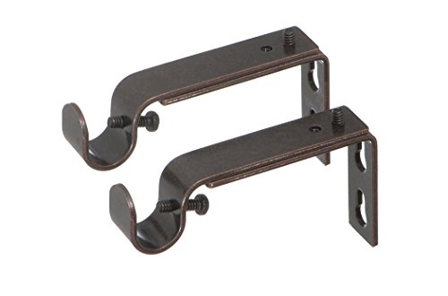 image for Ivilon Adjustable Brackets for Curtain Rods - for 1/2 or 5/8 Inch Rods