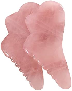 Grzebień do twarzy z kwarcu różowego, Gua Sha, masażer skóry ...