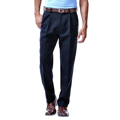 Haggar Mens Work to Weekend Hidden Expandable Waist No Iron Flat Front Dress Pa…