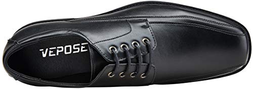 VEPOSE Men's Dress Shoes Formal Square Toe Lace up Oxfords(10.5,Black-4) - Thumbnail 5