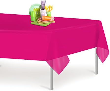 Magenta 1 Pack Premium Disposable Plastic Tablecloth 54 Inch. x 108 Inch. Rectangle Table Cover By Dluxware