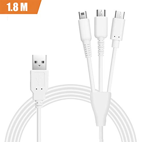 Multi Charger Cable 6ft MXRS 3 in 1 Multiple USB Charging Cord Suitable for Nintendo Switch/Nintendo New 2DS XL/ 3DS XL/ 2DS/ 3DS/ DSi/DSi XLL/Nintendo Ds Lite(Charging Only)