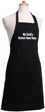 Flirty Aprons My Grill's Hotter Than Yours-Black Men's Apron, One Size Fits