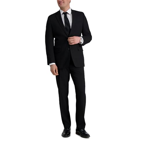 J.M. Haggar mens Sharkskin Premium Tailored- Fit Stretch Separate Coat Business Suit Jacket, Black, 40 US