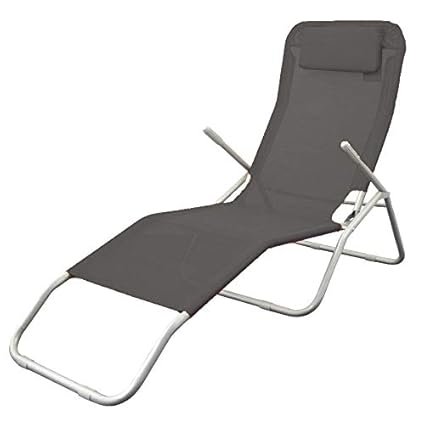 Spetebo Gesundheitsliege mit Kopfkissen - Gartenliege in anthrazit (Grau)