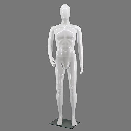 MANNEQUIN FULL BODY STANDING GLOSSY WHITE MUSCLE MALE MANNEQUIN CLOTHING DISPLAY