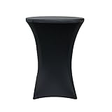 Your Chair Covers - 32 inch Cocktail Round Stretch Spandex Table Cover - Black, Stretch Tablecloth