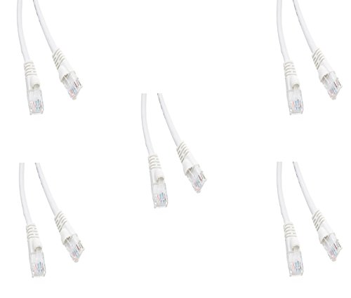 C&E 5 Pack, CAT5E Hi-Speed LAN Ethernet Patch Cable, Snagless/Molded Boot, 25 Feet, White, CNE477751