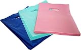 150 9x12 Plastic Merchandise Bags, Retail Shopping Bags with Handle, Gift Bags, Best Colors-Royal Blue, Light Pink and Teal. Small Size. Environmentally Responsible 100% Recyclable. Mr.Lordbag