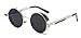 GAMT Retro Gothic STEAMPUNK Round Sunglasses Metal Frame Mirrored Circle Lens Silver Frame Grey