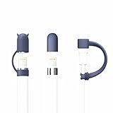 [3-Pack] FRTMA for Apple Pencil Cap / Apple Pencil Horn Cap Holder / Lightning Cable Adapter Tether for iPad Pro Pencil, Midnight Blue