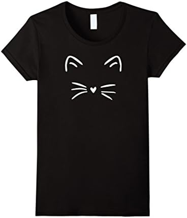 Women's Cute Cat Shirt Kitty Kitten Whiskers Face Girlfriend Fashion Large Black