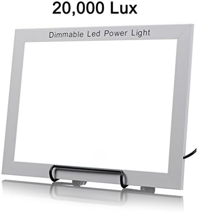 Portable 20,000 LUX Dimmable LED Bright White Full Spectrum Light Therapy Energy Daylight Lamp Therapy Light Box, Happy Light,Fatigue Concerntration Improve 10.5 X 7.8 Inch Light Area w Metal Stand