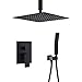 KOJOX Ceiling Rain Shower System with High Pressure 12 inch Rain Shower Head and Handheld All Metal Shower Faucet Trim with Valve Set Matte Black