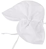 SimpliKids UPF 50+ UV Ray Sun Protection Baby Hat w/ Neck Flap & Drawstring,White,0-12Months