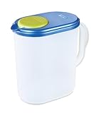 Sterilite 04904106 1-Gallon Oval Pitcher, Blue Sky Lid Clear Base, 6-Pack