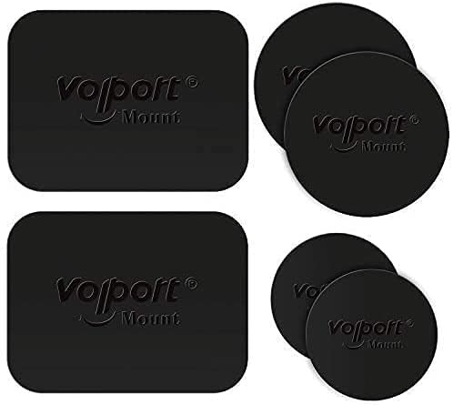 volport 6 Pack Metal Plate for Magnetic Car Phone Holder Mount, Round & Rectangle Magnet Metal Disc with Self Adhesive Backing, Metal Stickers for Mobile Phone Smartphone Phone Case, Black