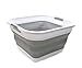 SAMMART 32L Collapsible Plastic Laundry Basket - Square Tub/Basket - Foldable Storage Container/Organizer - Portable Washing Tub - Space Saving Laundry Hamper (1, Grey)