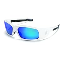 Crews SR128B Swagger Safety Glasses White w/ Blu Diamond Mirror Lens (12 Pair)