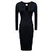 OFTEN Women Lady Keyhole with Metal Buckle Bodycon Pencil Party Dress,Black,X-Large