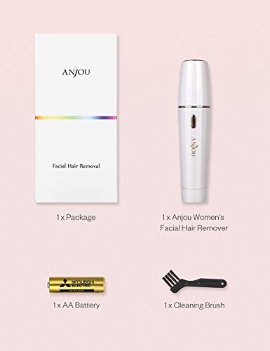 Facial Hair Removal for Women, Anjou Battery Operated Portable Hair Remover, IPX 6 Waterproof, Hair Trimmer for Fingers, Cheeks, Chin, Upper Lip, Arms