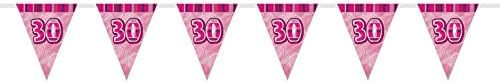 Unique Party 90953 - 9ft Foil Glitz Pink 30th Birthday Bunting Flags, Age 30 - Image 3