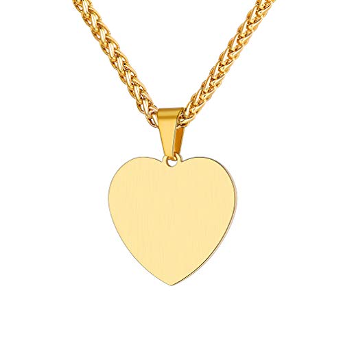 Supcare Medical Alert Heart Necklace Pendant Jewelry Stainless Steel 18K Gold Plated, Medical Emergency Identification Tag Necklace Jewelry for Women/Men/Kids