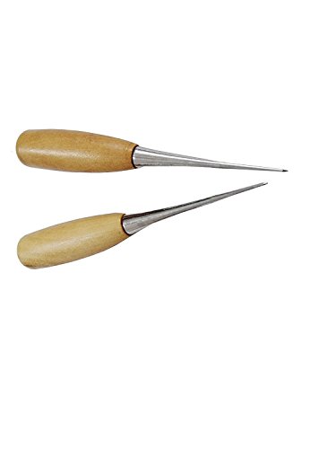 MAGIKON 2-Pack Wooden Handle Leather Stitching Sewing Awl Repair Tool (Round)