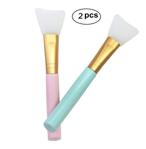 Lemoncy 2 pc Silicone Facial Mask Brush Hairless Face Mask Brush Makeup Applicator Brush Mask Mud Brush Tools Mask Applicator Makeup Cosmetic Brush for Facial Eye Body Mask DIY Needs