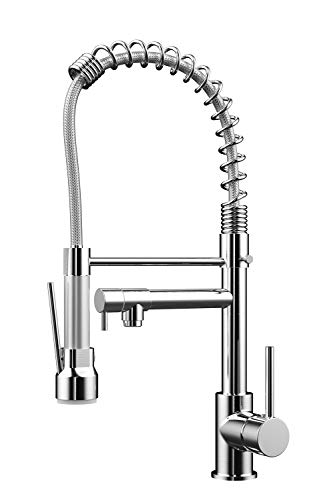 Kitchen Faucet with Pull Down Sprayer, Arthas Single Handle High Arc Brushed Nickel Pre Rinse Copper Casting Kitchen Sink Faucet