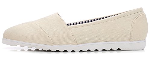 ComeShun Womens Shoes Beige Classic Slip on Comfort Sneaker Casual Flats Size 8