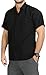 LA LEELA Men's Swim Camp Hawaiian Shirt Button Down Up Beach Wear XXL Black_W878