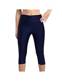 Pantalones de natación para dama, cintura alta, control de abdomen, medias de natación UPF 50+ Capris, forro integrado, leggings para deportes al aire libre