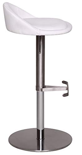 FineBuy Edelstahl Barhocker BALI mit Rückenlehne | Edler Gastro Barstuhl Sitzfläche Rund 360° Drehbar | Exklusiver… – Bild 4