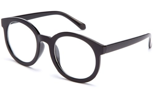 IG Unisex Clear Lens Temple Design Oval Fashion Glasses in Black