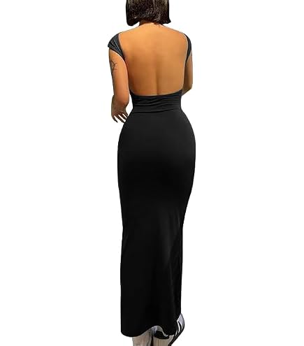 open back short sleeve maxi dress Women Backless Tank Bodycon Sexy Long Dresses Size:us16-20 Beyond the Emerald City 517291-1TPI-STW inspired look